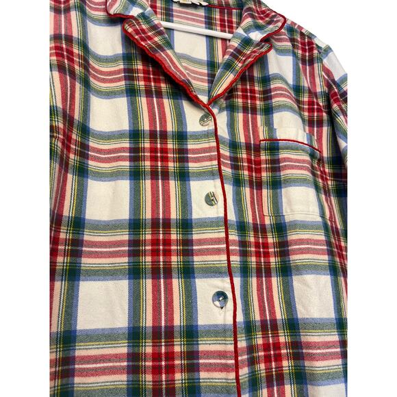 Boden Womens Pajama Shirt Size 14 100% Cotton Holidays Checkered Plaid - Picture 2 of 5